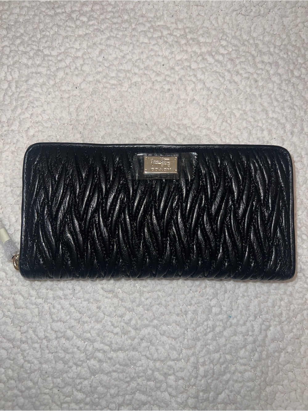 NWT Coach Madison Gathered Twist Accordion Zip Wallet - Black w/Gold Hardware